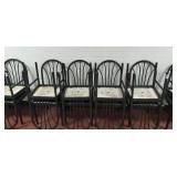 8 metal chairs with nice green cushion