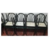 8 metal chairs  with nice green cushion