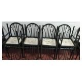 8 metal chairs with nice green cushion