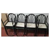 8 metal chairs with nice green cushion