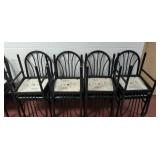 8 metal chairs with nice green cushion