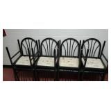 8 metal chairs with nice green cushion