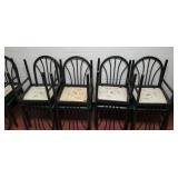 8 metal chairs with nice green cushion