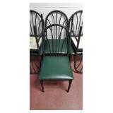 8 metal chairs with nice green cushion