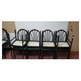 8 metal chairs with nice green cushion