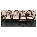 8 metal chairs with nice green cushion