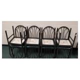 8 metal chairs with nice green cushion