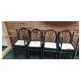 8 metal chairs with nice green cushion