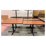 4 Wooden table with metal bases 48inches x 28