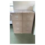 2 three wide drawer metal filing cabinets
