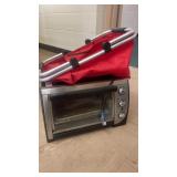 toaster oven and red bag