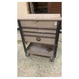Napa tan rolling tool box 5 drawers top lid opens