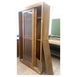 Oak cabinet with sliding glass doors 6 shelves