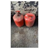 2 red gas cans 5 gallon