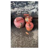 Lot set of 3 tin gas cans