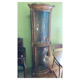 Bow front corner curio cabinet -top & bottom