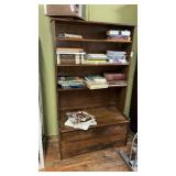 Pine book case w/bottom storage & adjustable