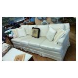 Cream woven sofa w/ pillows