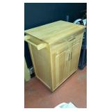 Wooden microwave stand w/towel rack & storage