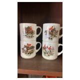 Lot of 4 vintage redcoat rider fox hunt mugs