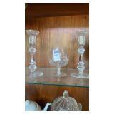 Waterford candle holders and glass 3pcs