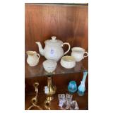 Belleek tea pot, trinket box, etc.