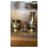 India brass candleholder and vases