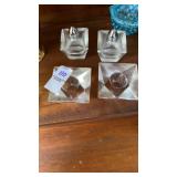 Crystal candleholders and salt and pepper shakers