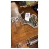 Small glass and metal horse figures