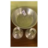 Metal dish and candlestick holders