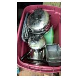 Tub of stainless cookware some revere pans