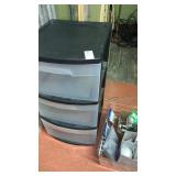 Plastic storage unit and bin of supplies