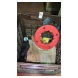 Bin with metal spool, tool belt, etc