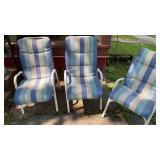 Set of three outdoor chairs with cushions