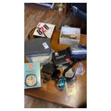 Lot of lights, Polaroid camera, Nikon camera,