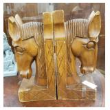 Wooden horse head bookends