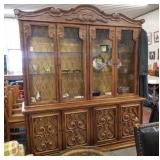 2 piece oak carved hutch 72 in wide no contents