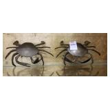 Pair 9f brass crab trinket dishes