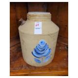 Decorated crock with spout slight cracks