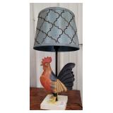 Hand hewn wooden rooster lamp