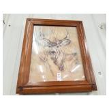 Wood framed K Maroon deer print