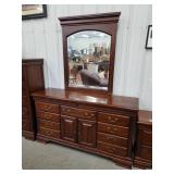 Dresser with mirror 63" long 80" tall American