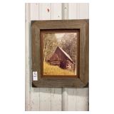 Framed log cabin print