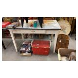 White metal table without contents