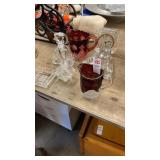 Lot of glass items including souvenir pitcher,