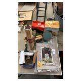 Lot of frames, mini griddle, untensils, and other