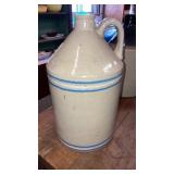 Blue & white striped stoneware jug moonshine