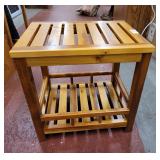 Slot top solid wood table approx 17 x14x18