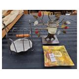 Brass and glass votive holder glass dish and