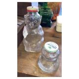 Snowcrest bear bank bottle, Liberty bell coin jar